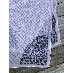 Pink 100% Silk Louis Vuitton Monogram Scarf